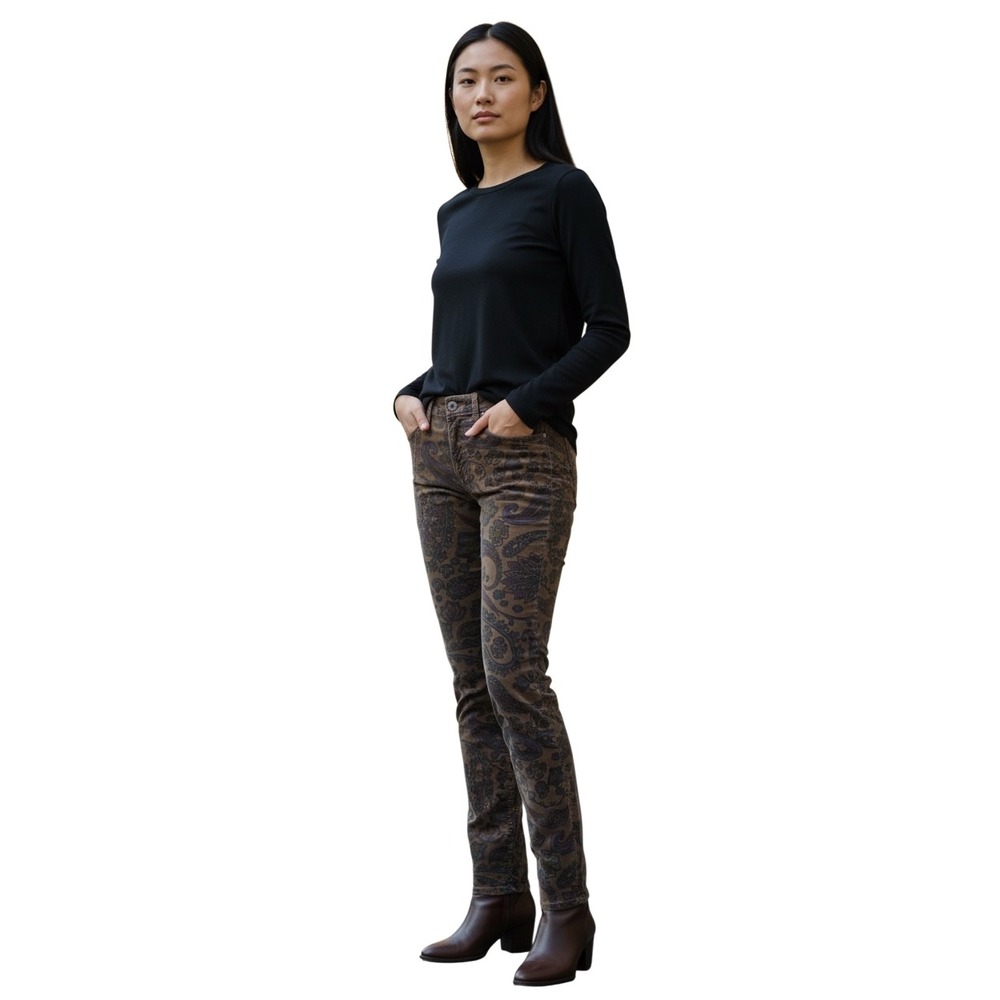 Citizens of Humanity Paisley  Velvet Brown Low Rise Avedon Slim Leg  Size 29